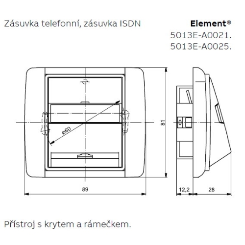 ABB Element,Time kryt zásuvky telefonní bílá/ledová bílá 5013E-A00215 01