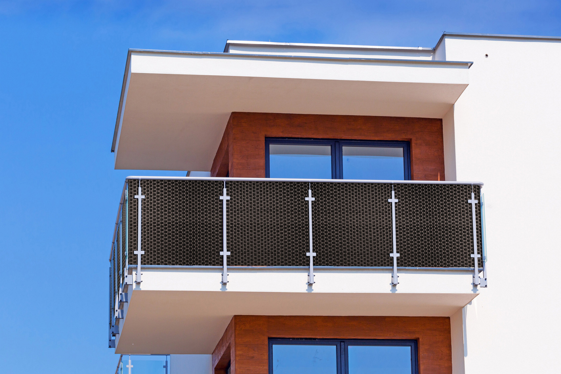Balkonová ratanová zástěna s očky MALMO, tmavě šedá, výška 100 cm šířka 500 cm MyBestHome