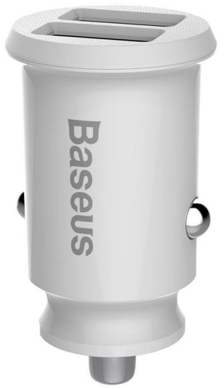 BASEUS Grain nabíječka do auta s 2× USB porty 5 V / 3,1 A CCALL-ML02, bílá - rozbaleno