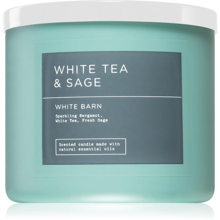 Bath & Body Works White Tea & Sage vonná svíčka II. 411 g