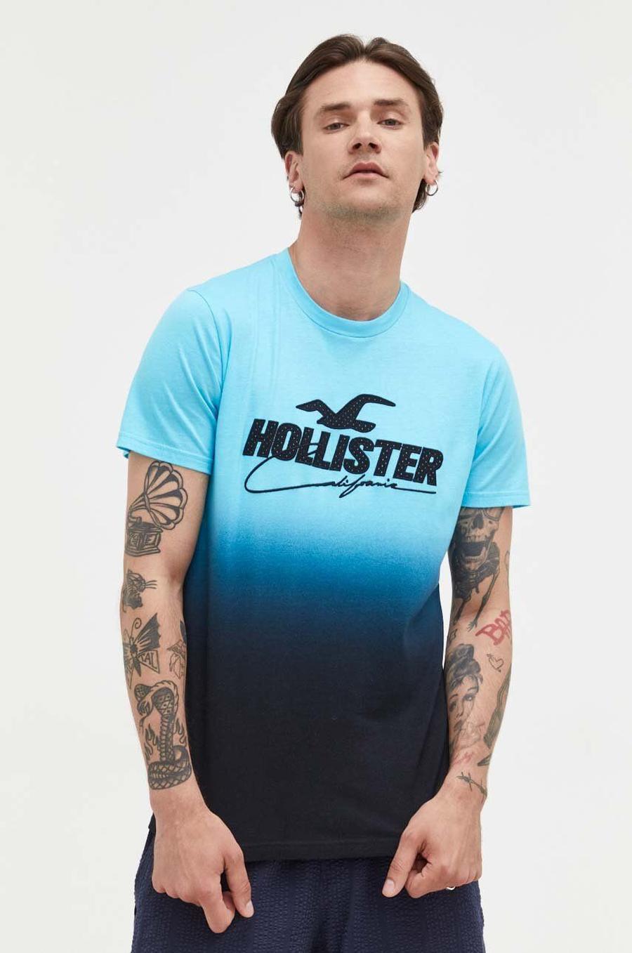 Bavlněné tričko Hollister Co. černá barva