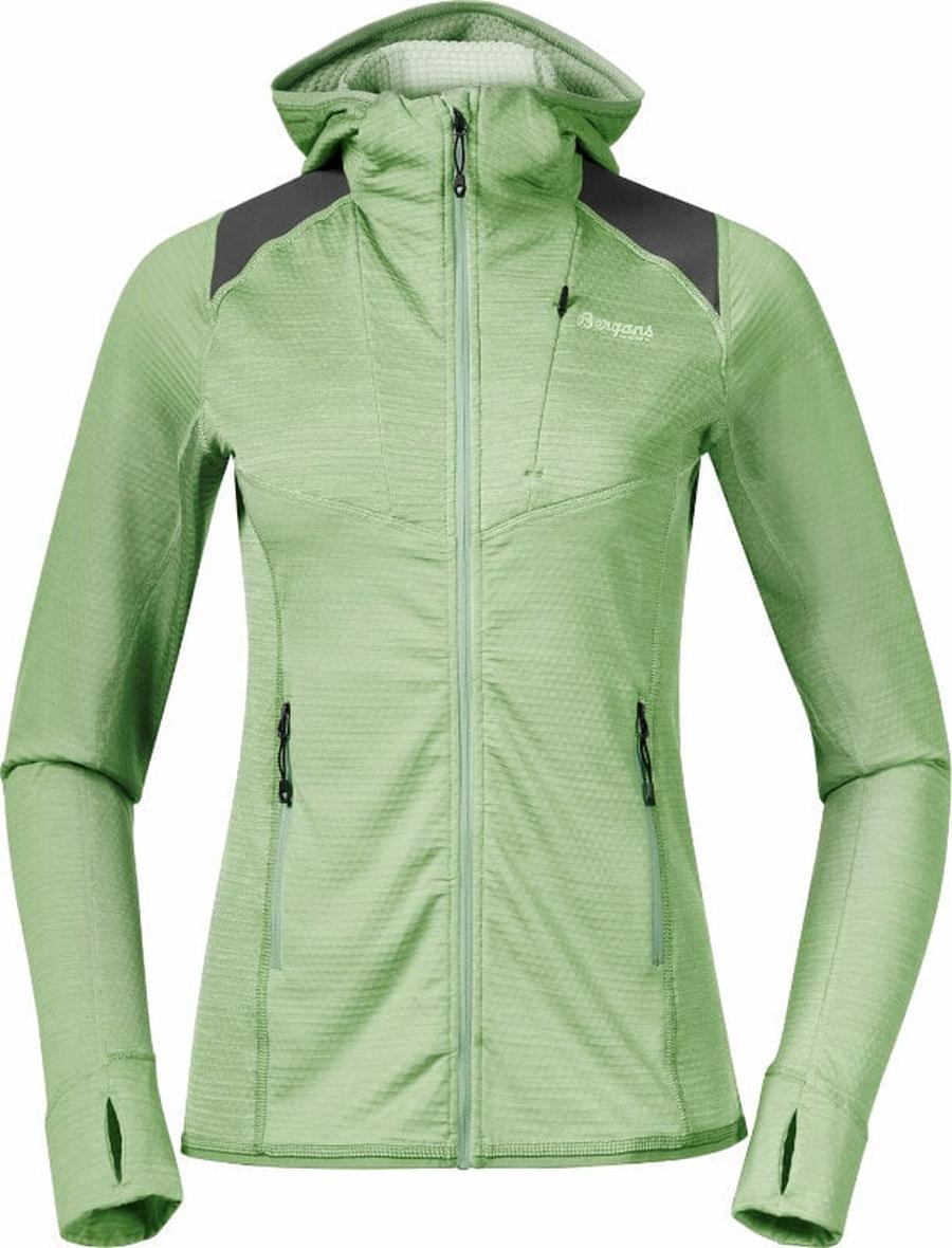 Bergans Rabot Active Mid Hood Jacket Women Light Jade Green S Outdoorová mikina