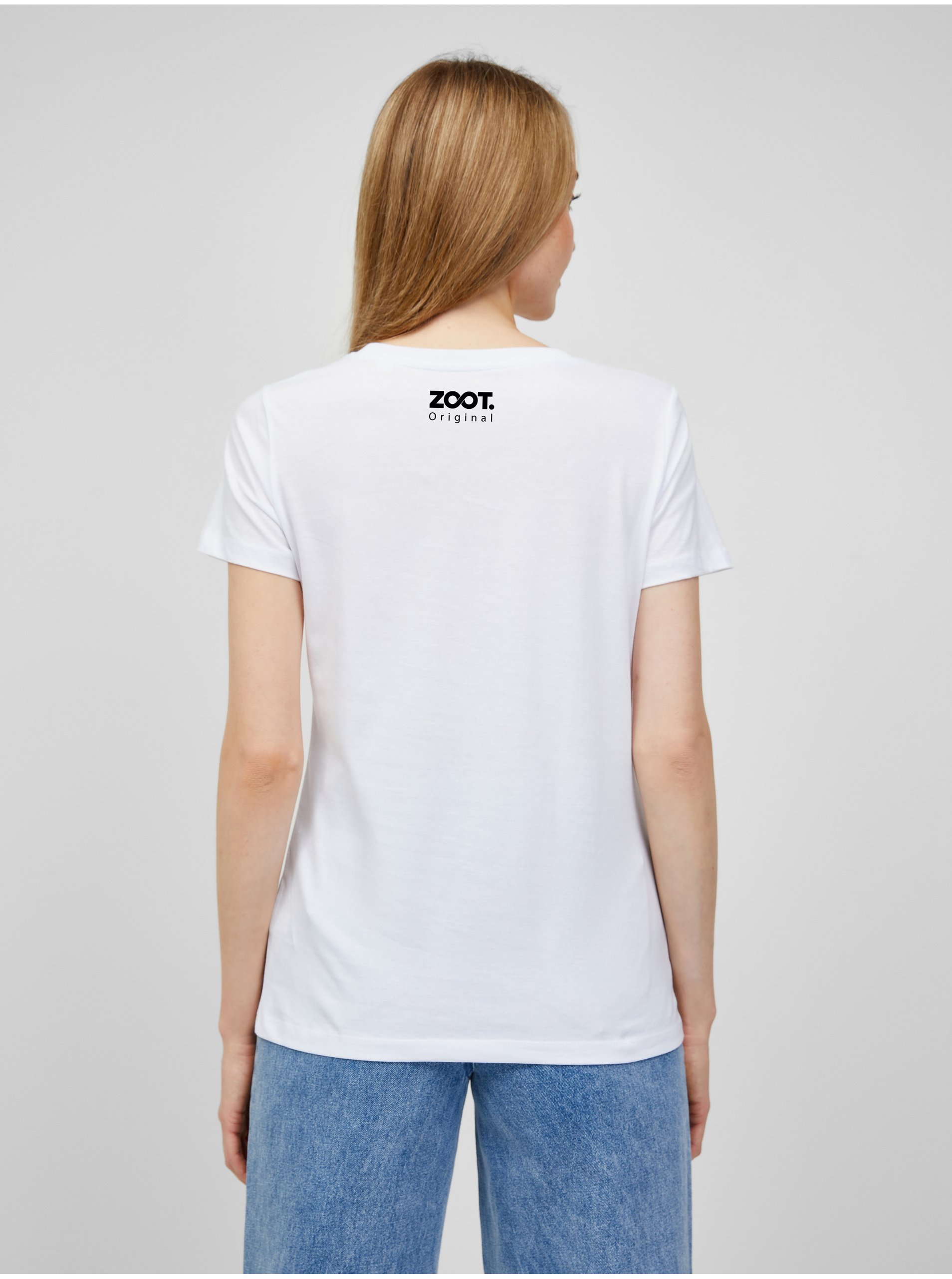 Bílé dámské tričko s potiskem ZOOT.Original Polibek