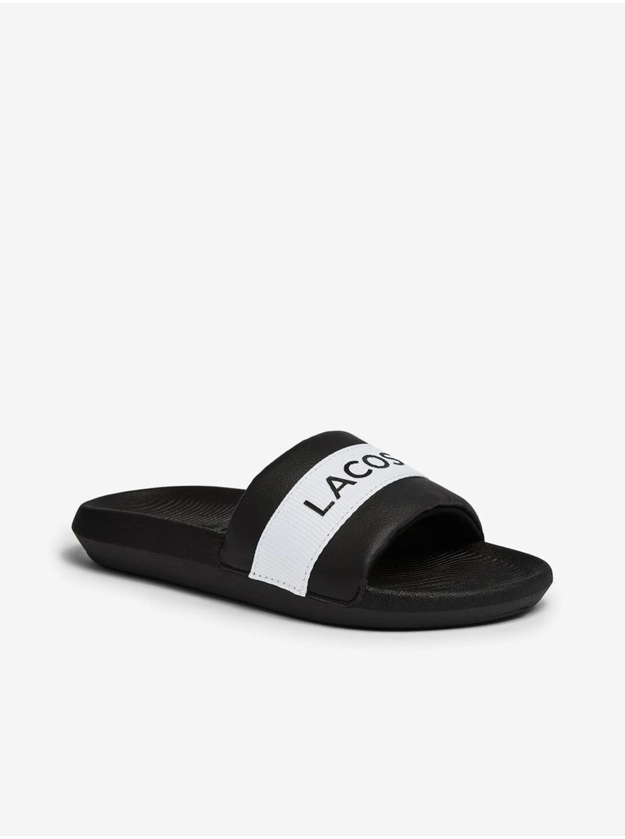 Bílo-černé dámské pantofle Lacoste Croco