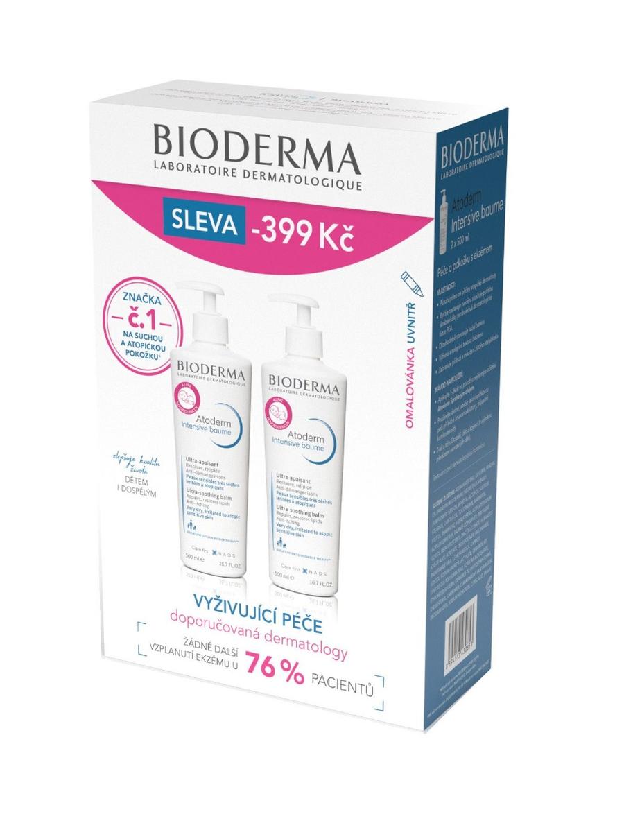 BIODERMA Atoderm Intensive Baume vysoce zklidňující balzám 2x500 ml 1+1