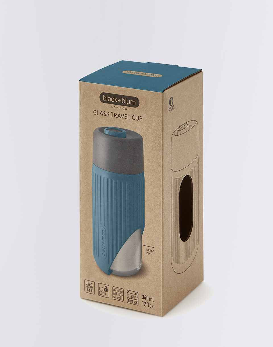 Black+Blum Glass Travel Cup Grey/Ocean