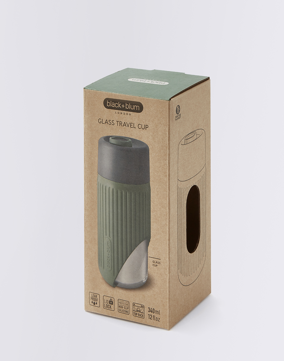 Black+Blum Glass Travel Cup Grey/Olive