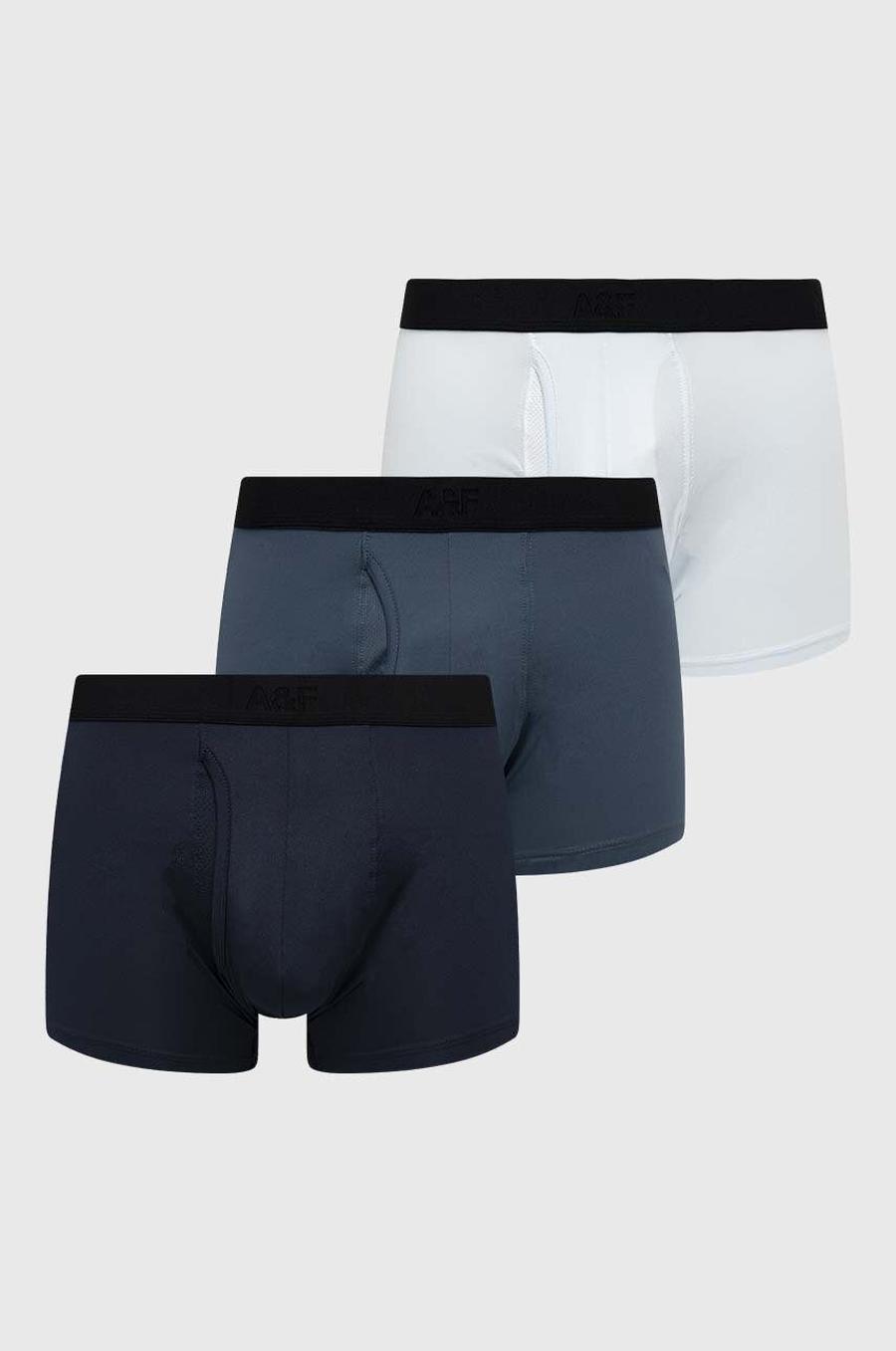 Boxerky Abercrombie & Fitch 3-pack pánské, tmavomodrá barva