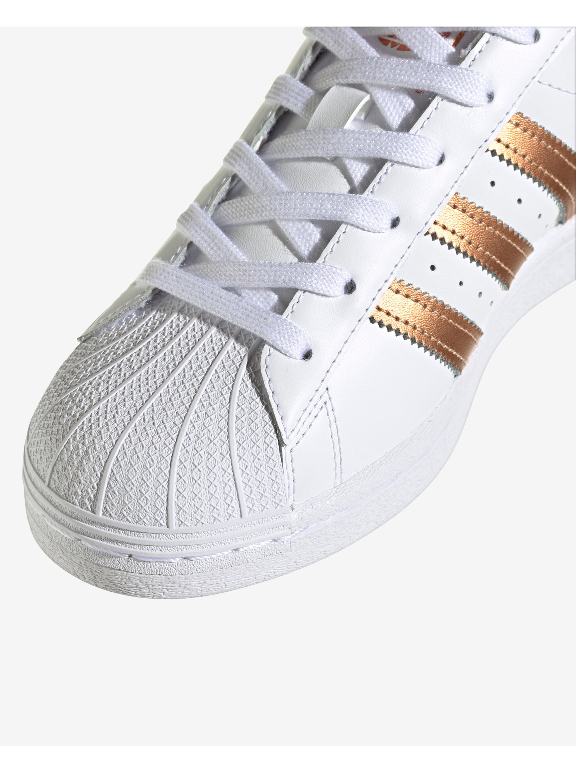 Bronzovo-bílé dámské kožené tenisky adidas Originals Superstar