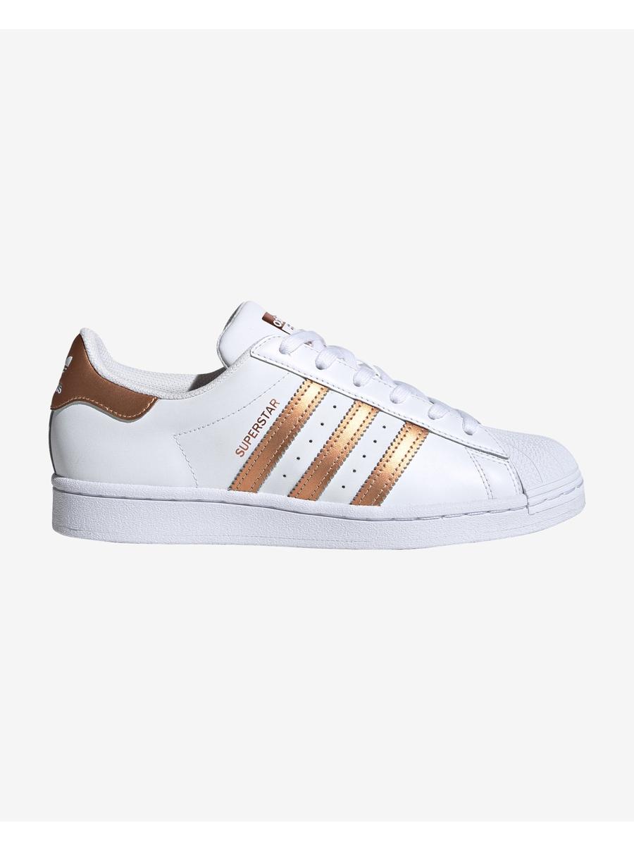 Bronzovo-bílé dámské kožené tenisky adidas Originals Superstar