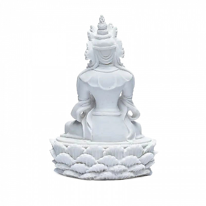 Buddha soška s dorje a zvonky barva bílá - výška cca 17 cm