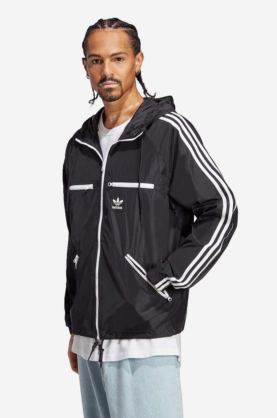 Bunda adidas Originals pánská, černá barva, přechodná, oversize, HS2066-black