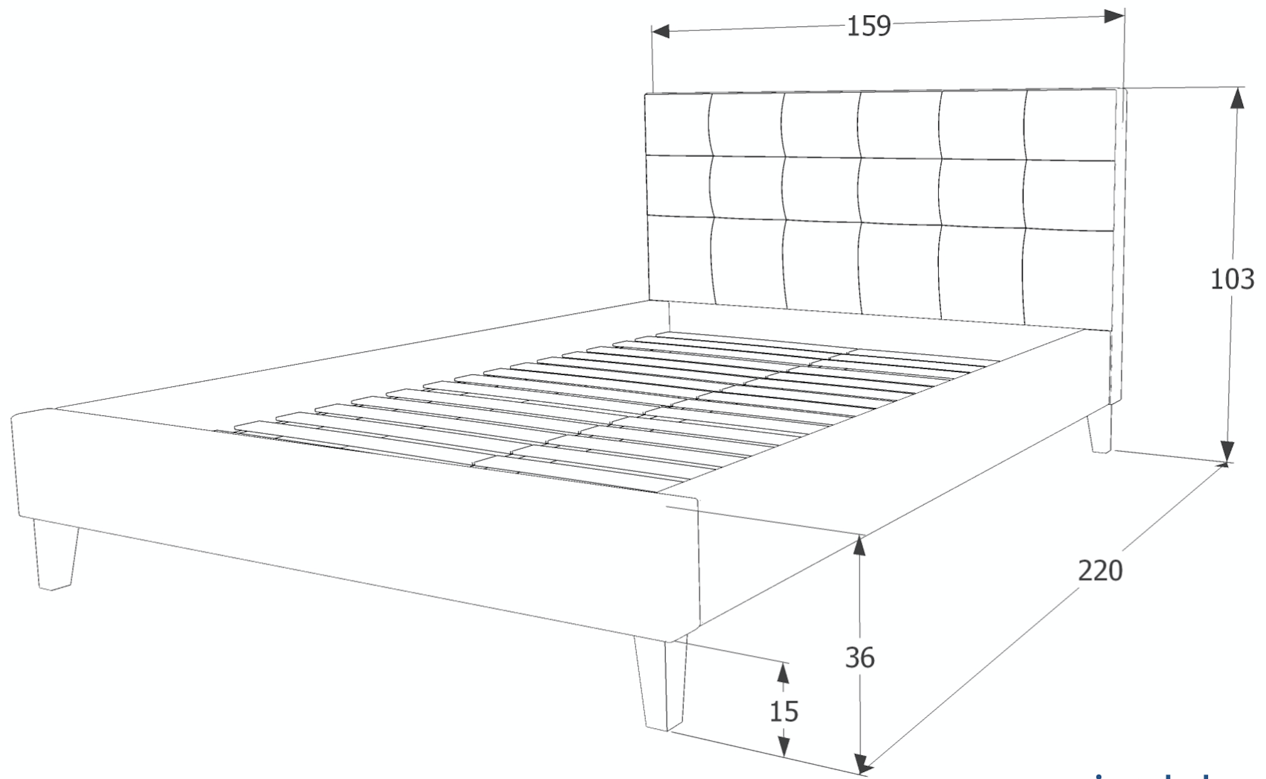 Čalouněná postel TEXAS 140 x 200 cm šedá
