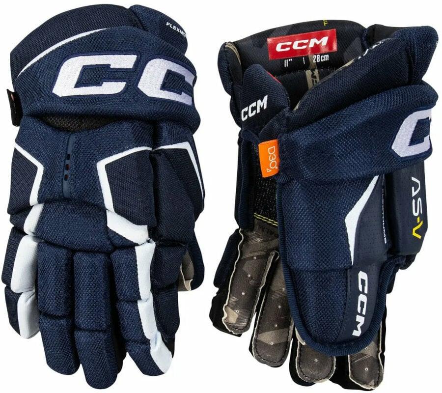 CCM Hokejové rukavice Tacks AS-V JR 12 Navy/White