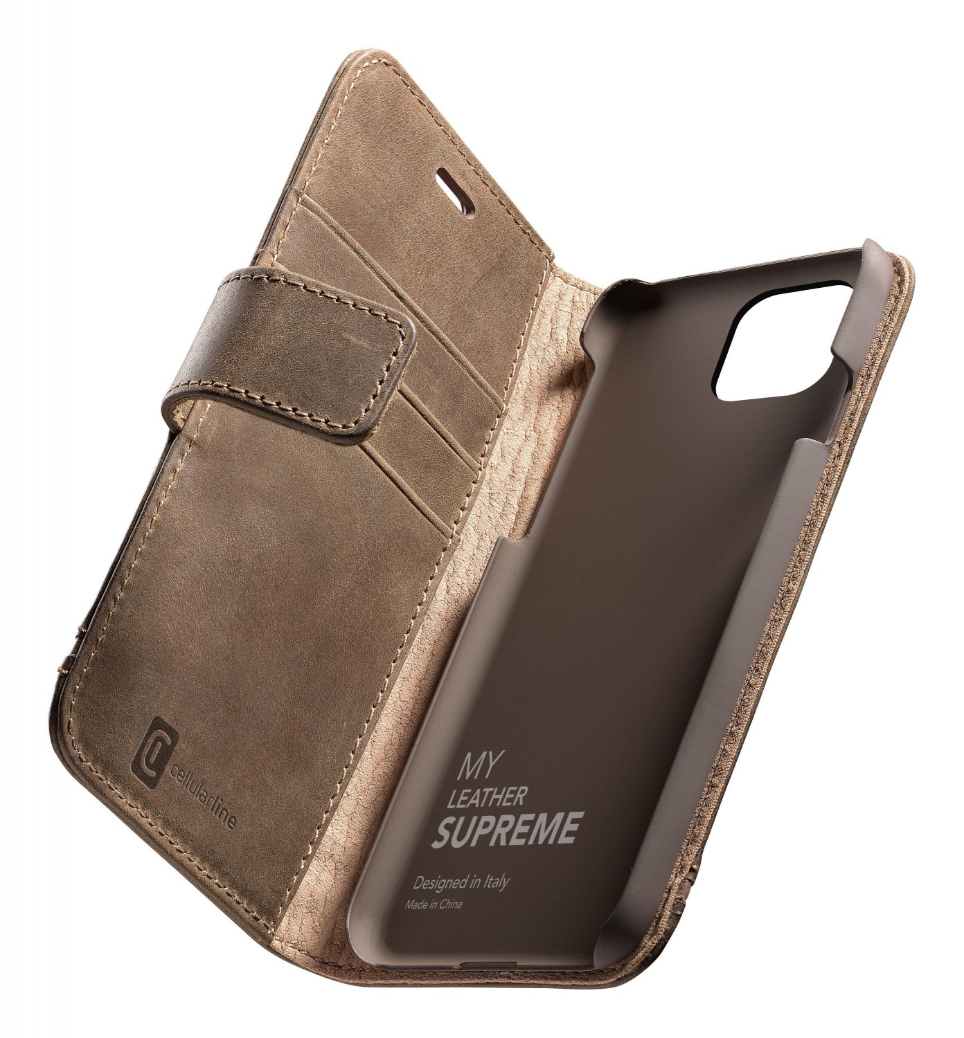 Cellularline Supreme flipové pouzdro Apple iPhone 12/12 Pro brown