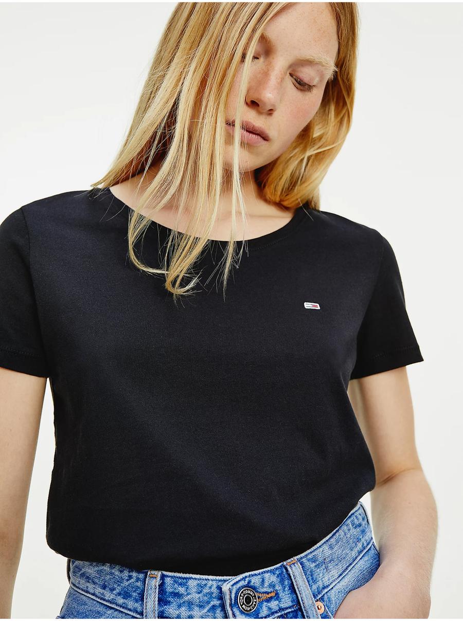 Černé dámské tričko Tommy Jeans Soft Jersey Tee