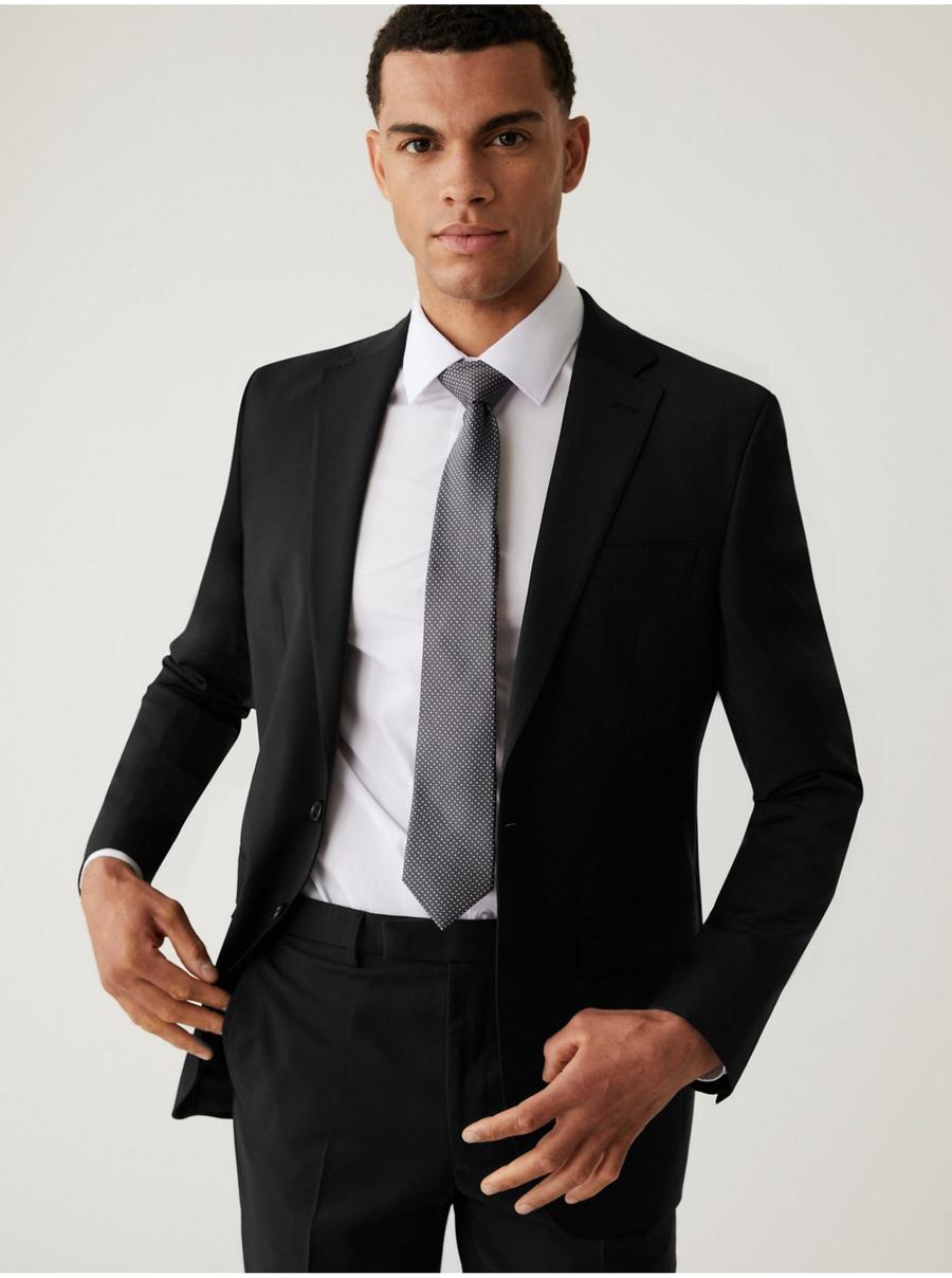 Černé pánské oblekové sako Marks & Spencer The Ultimate,