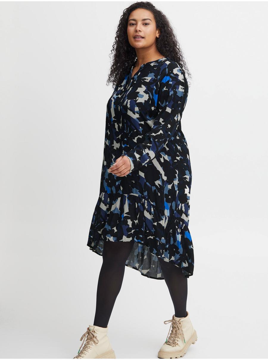 Černo-modré dámské vzorované šaty Fransa