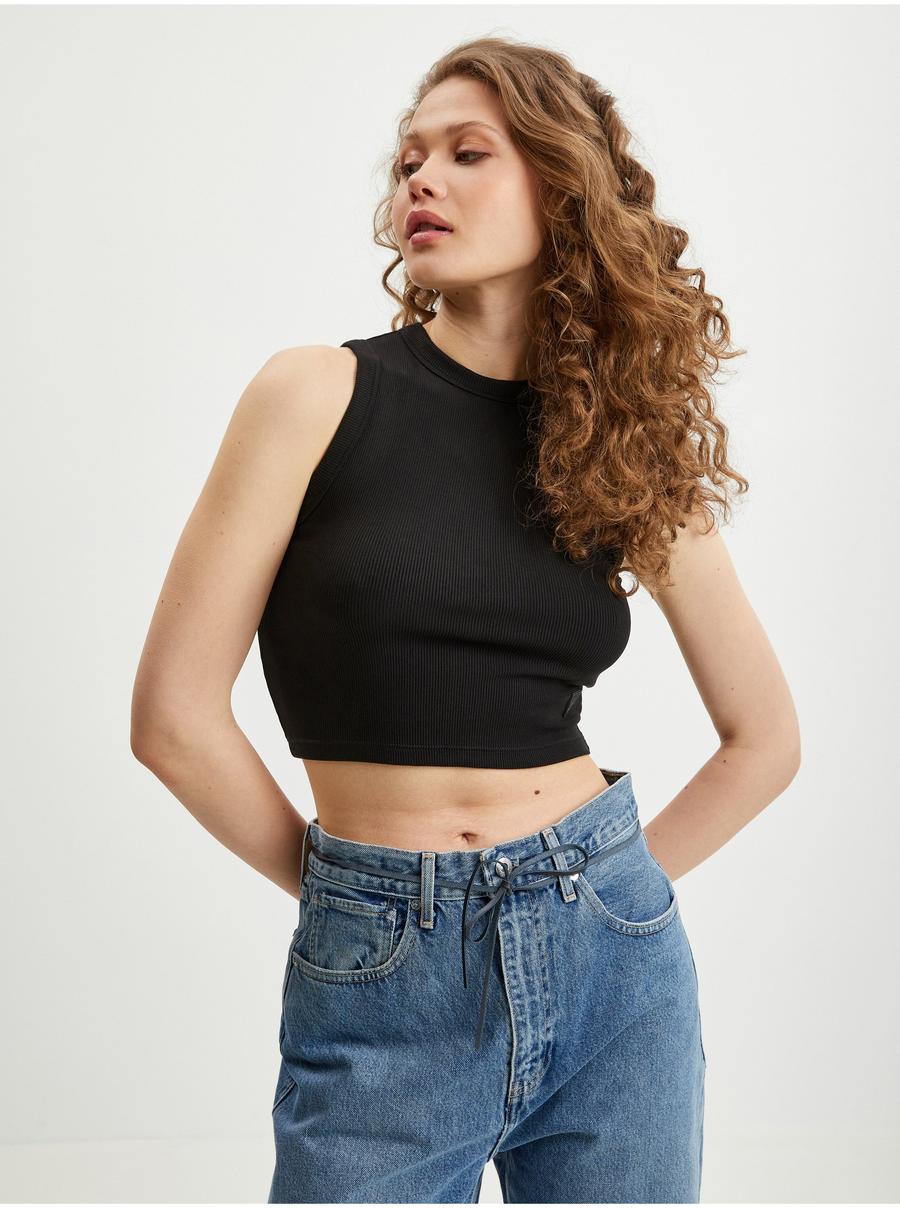 Černý dámský crop top Guess Edie