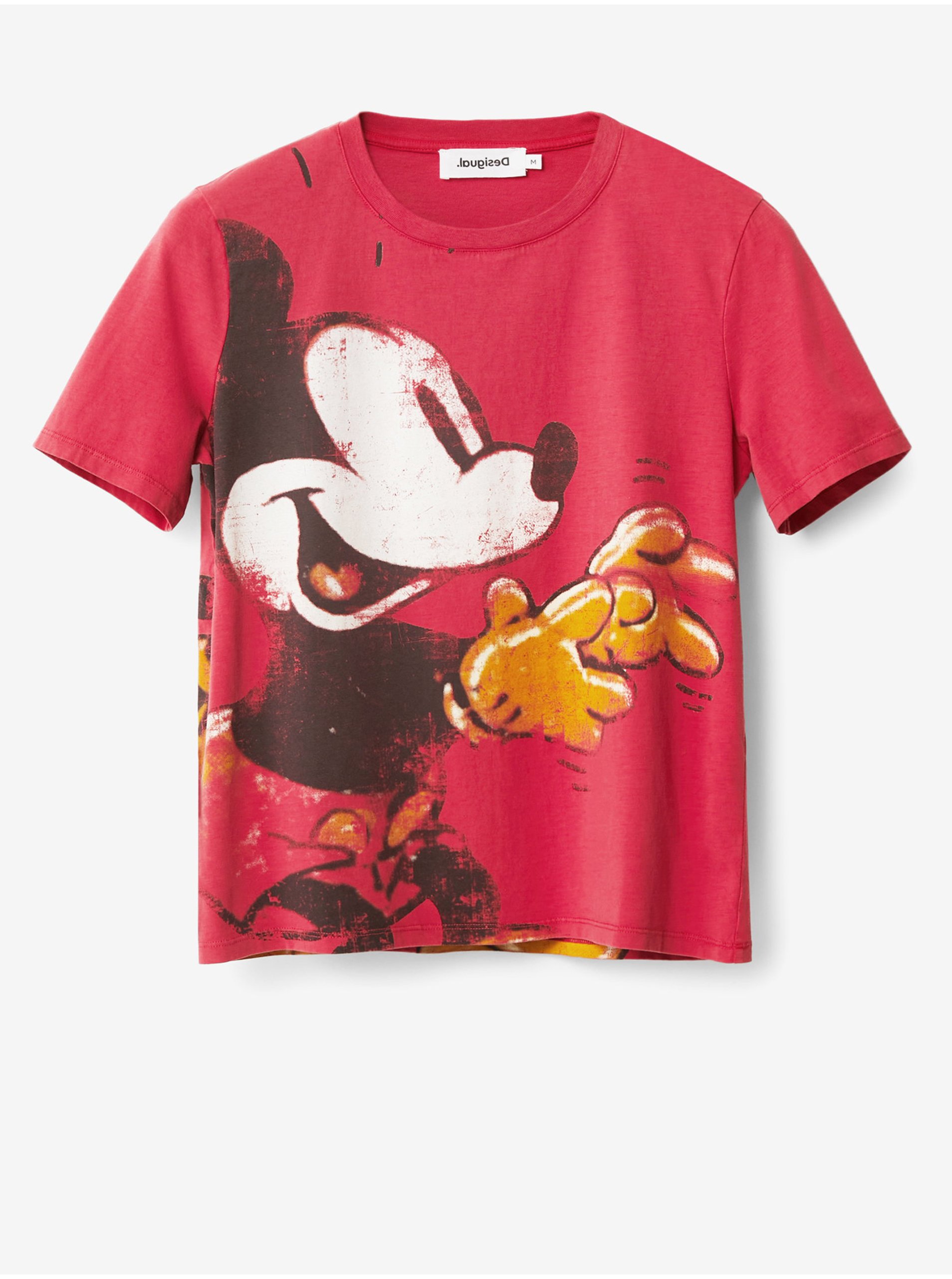 Červené dámské tričko Desigual Plsd To Meet U Mickey