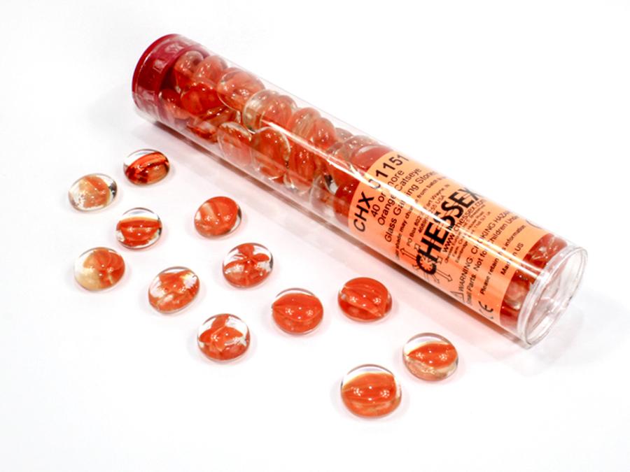 Chessex Gaming Glass Stones in Tube Catseye Orange  – 40 ks