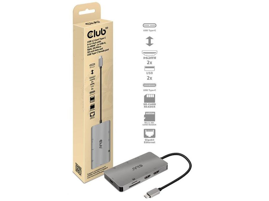 Club 3D Dokovací stanice 8v1 USB 3.2 typ C , Triple Dynamic