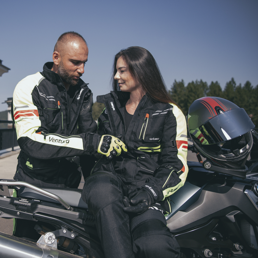 Dámská moto bunda W-TEC Ventura Lady  černá-fluo žlutá  L