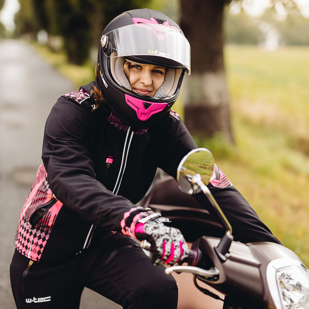 Dámská softshell moto bunda W-TEC Pestalozza  černo-růžová  L