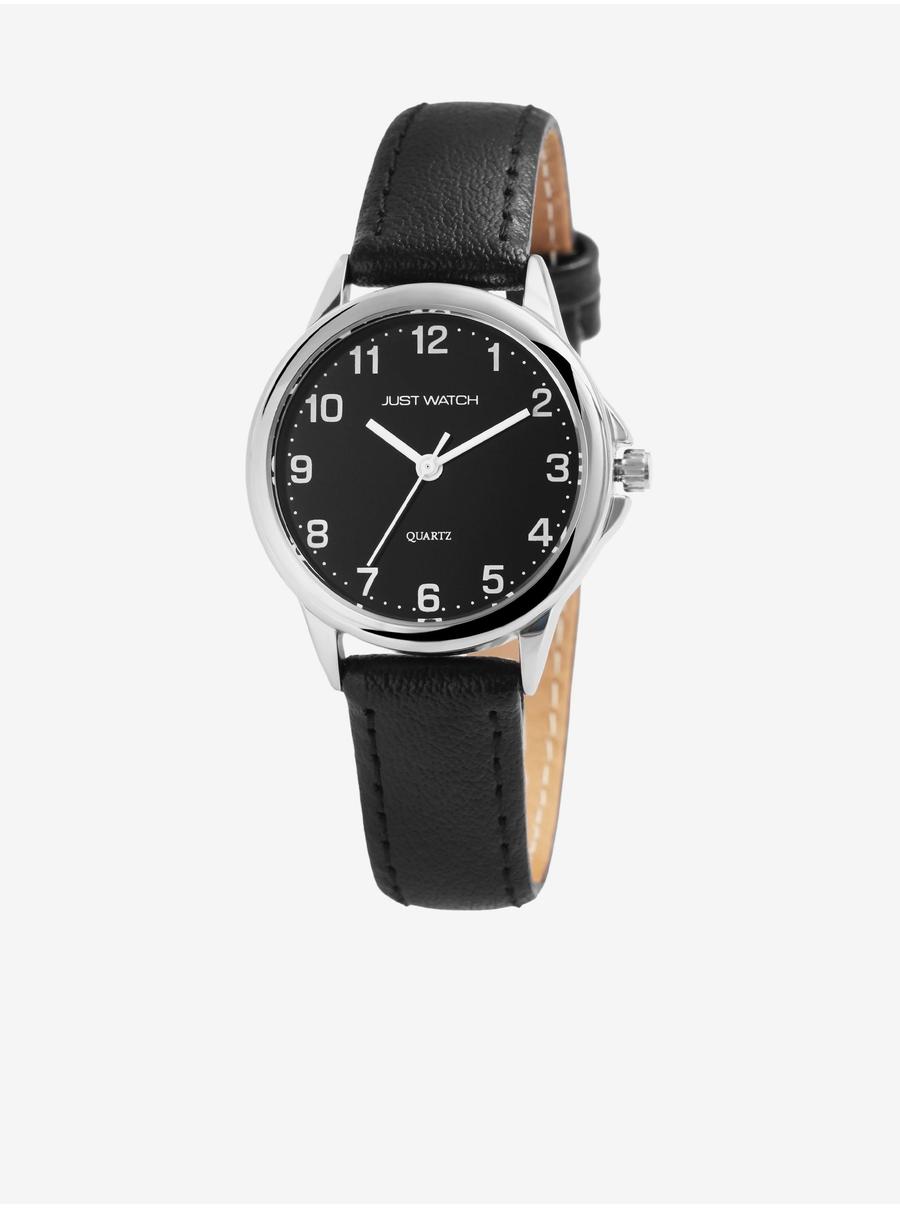 Dámské hodinky s černým koženým páskem Just Watch