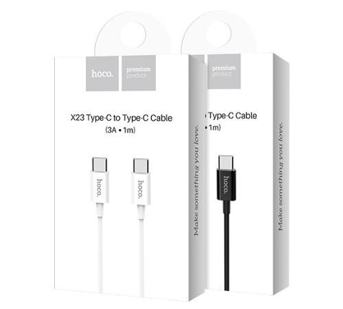 Datový kabel HOCO X23 Skilled, USB-C/USB-C (PD), 3A, 1m, bílá