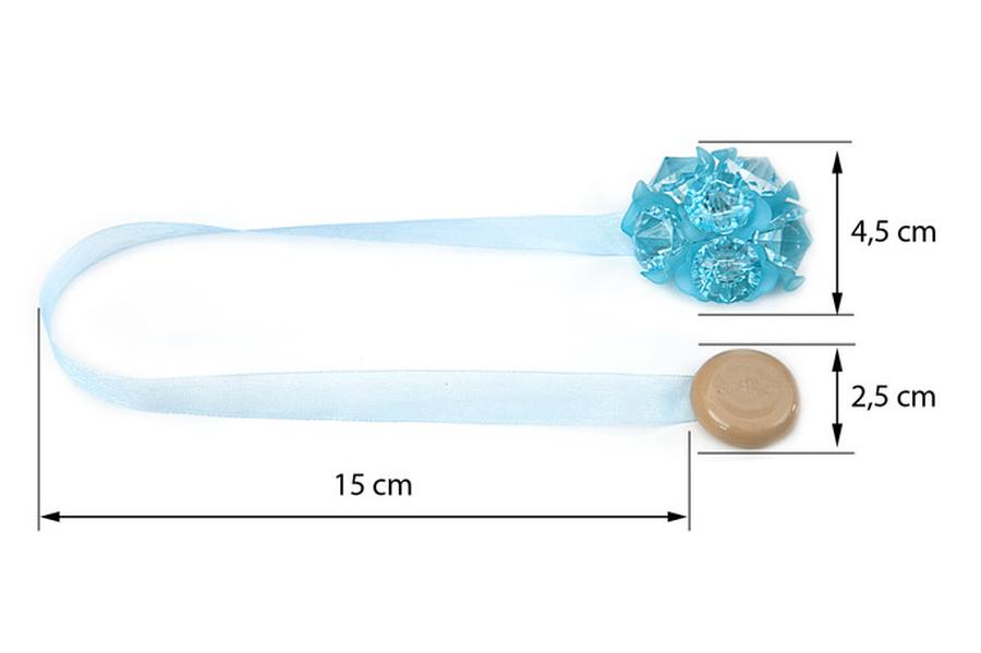 Dekorační ozdobná spona na závěsy s magnetem MILENA, modrá, Ø 4,5 cm 2 kusy v balení Mybesthome