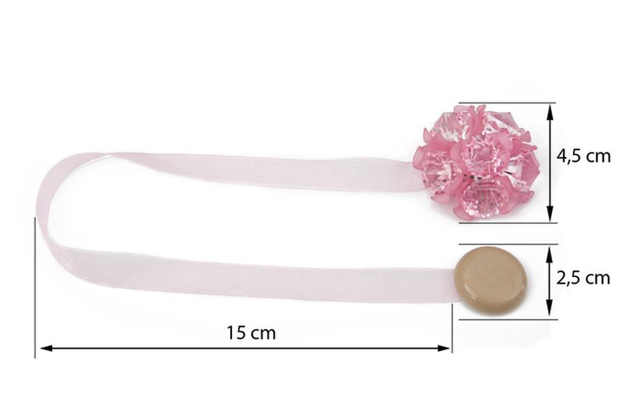 Dekorační ozdobná spona na závěsy s magnetem MILENA, růžová, Ø 4,5 cm 2 kusy v balení Mybesthome