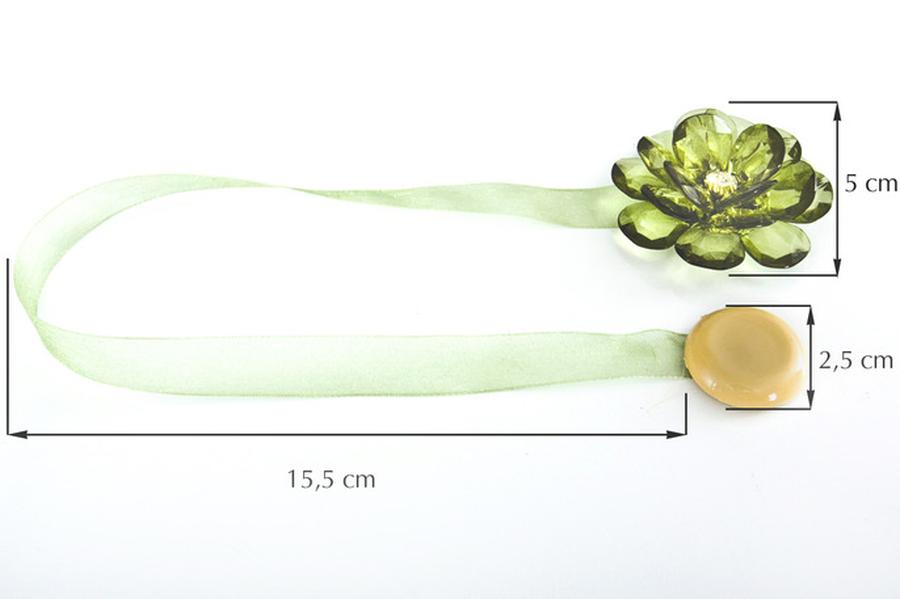 Dekorační ozdobná spona na závěsy s magnetem VALERIA 2, zelená, Ø 5 cm 2 kusy v balení Mybesthome