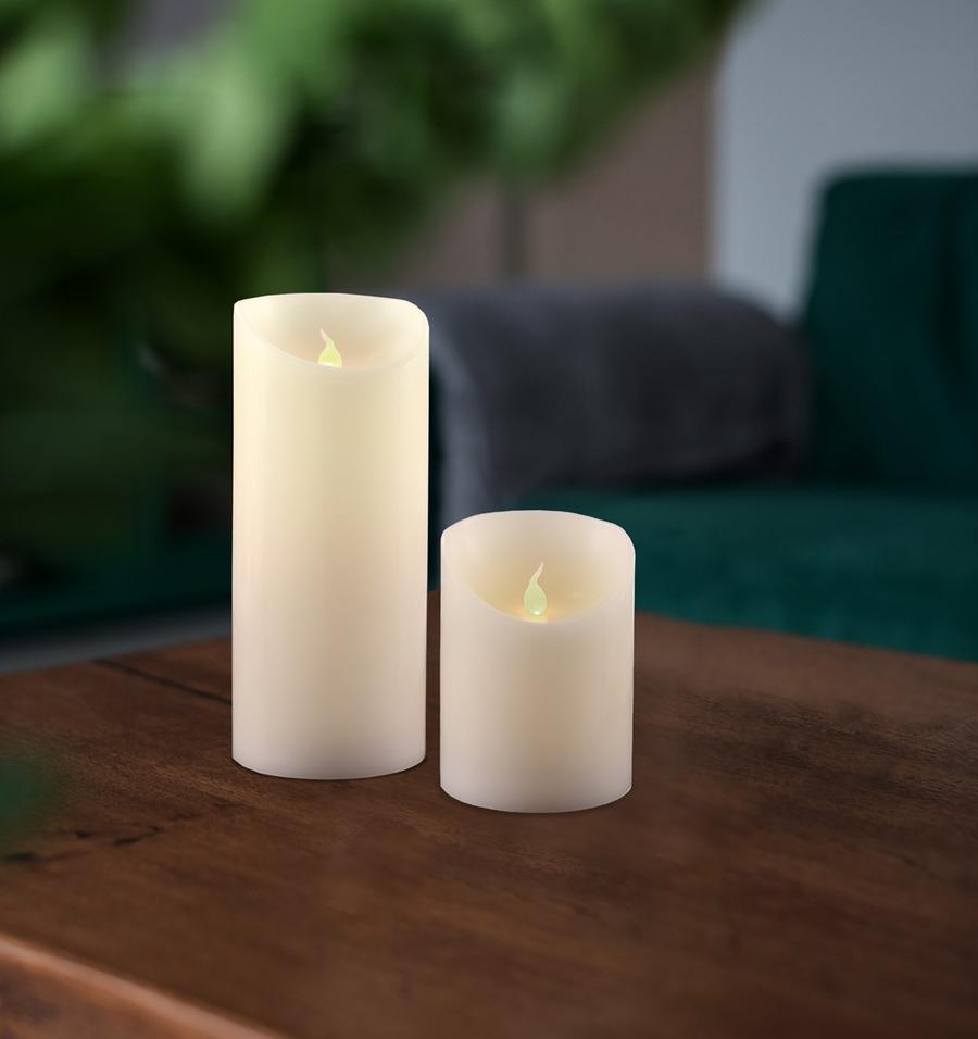 Dekorativní LED svíčky CANDLE LIGHT set 2 kusy 10+15 cm Ø 7,5 cm