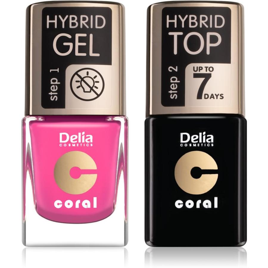 Delia Cosmetics Coral Nail Enamel Hybrid Gel sada odstín 22 pro ženy pro ženy odstín 22