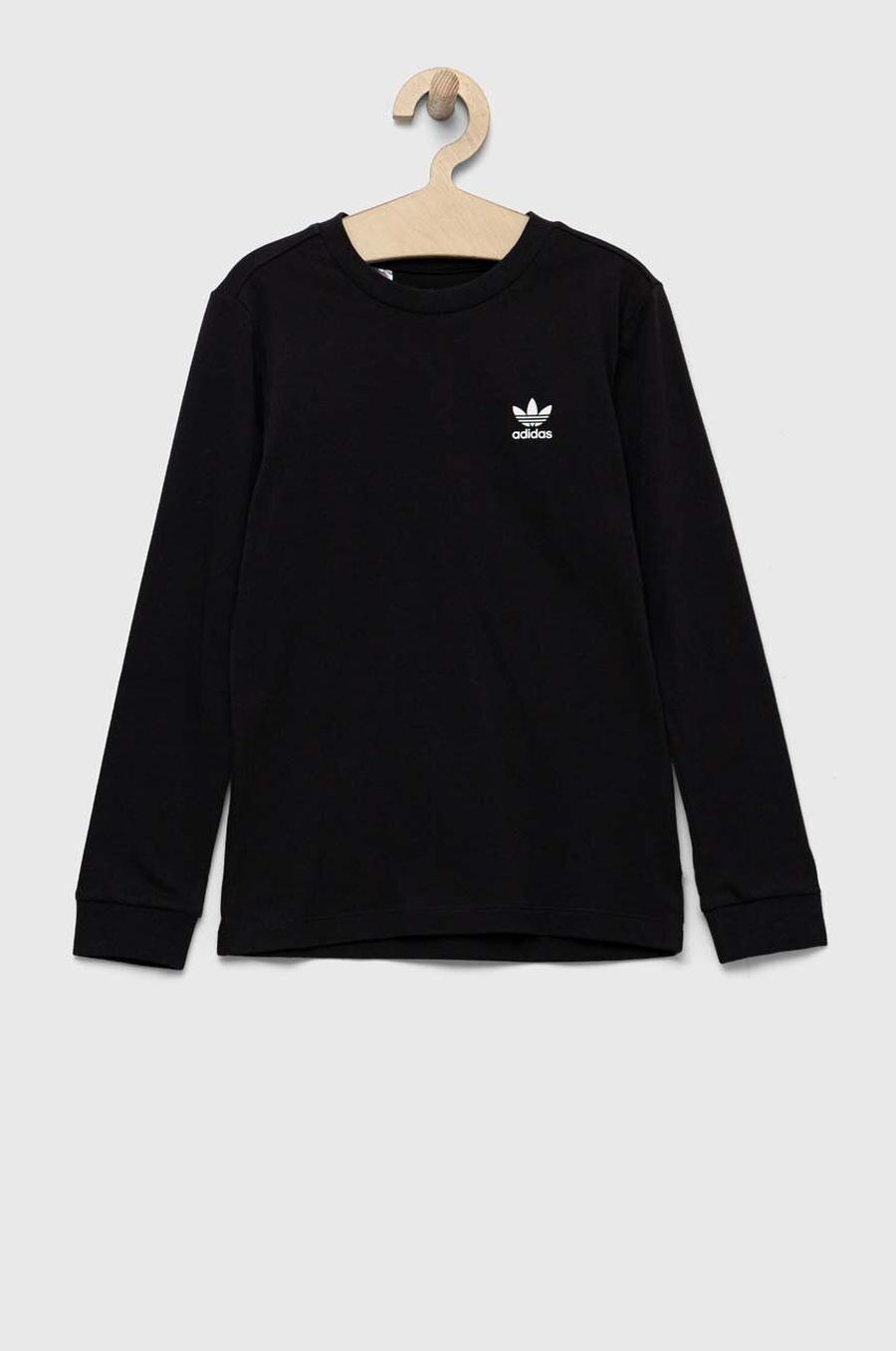 Dětská bavlněná košile s dlouhým rukávem adidas Originals černá barva