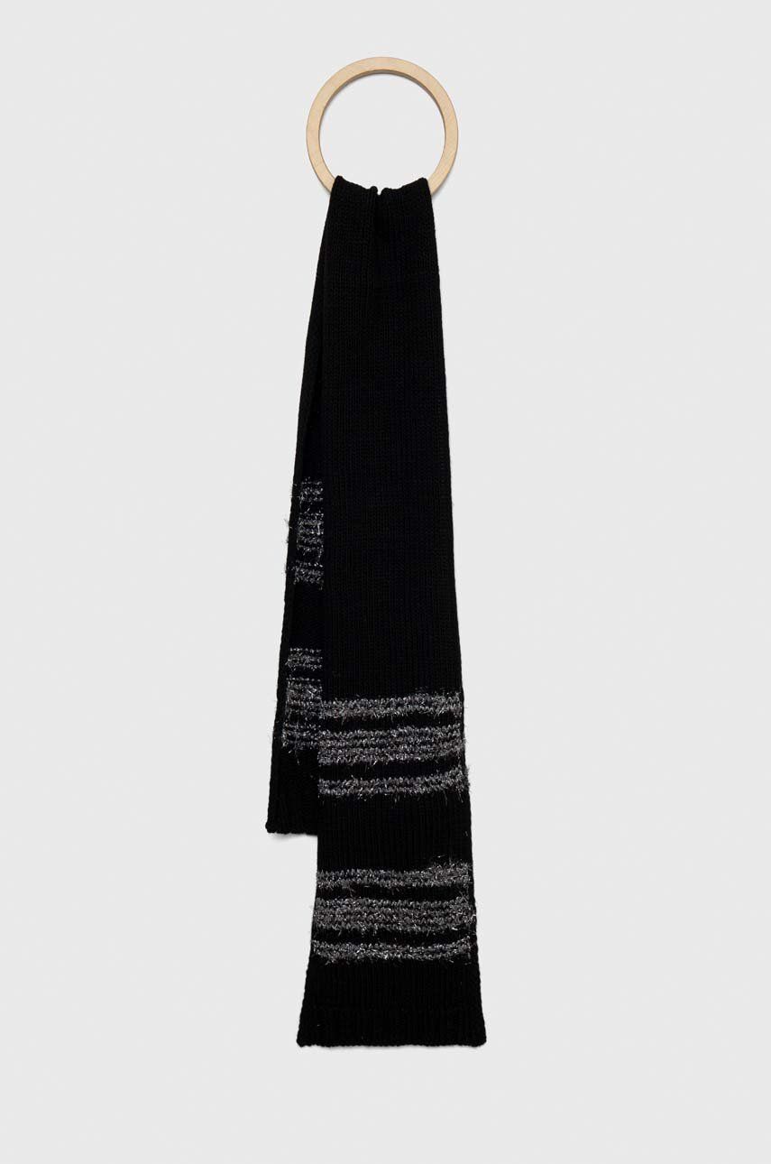 Dětská čepice a šátek s příměsí vlny United Colors of Benetton černá barva