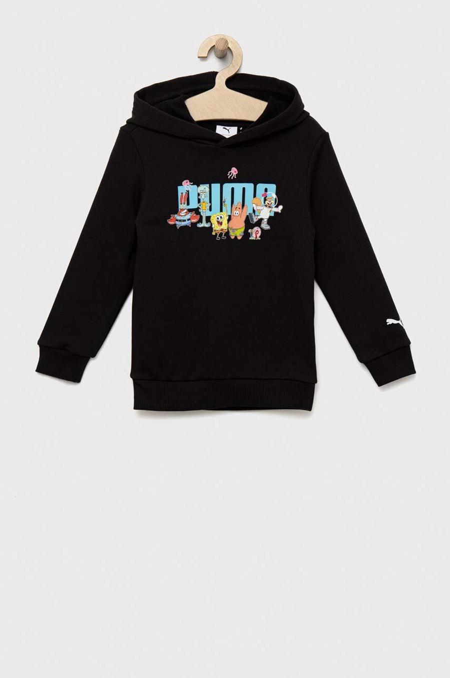 Dětská mikina Puma PUMA x SPONGEBOB Hoodie TR černá barva, s kapucí, s potiskem