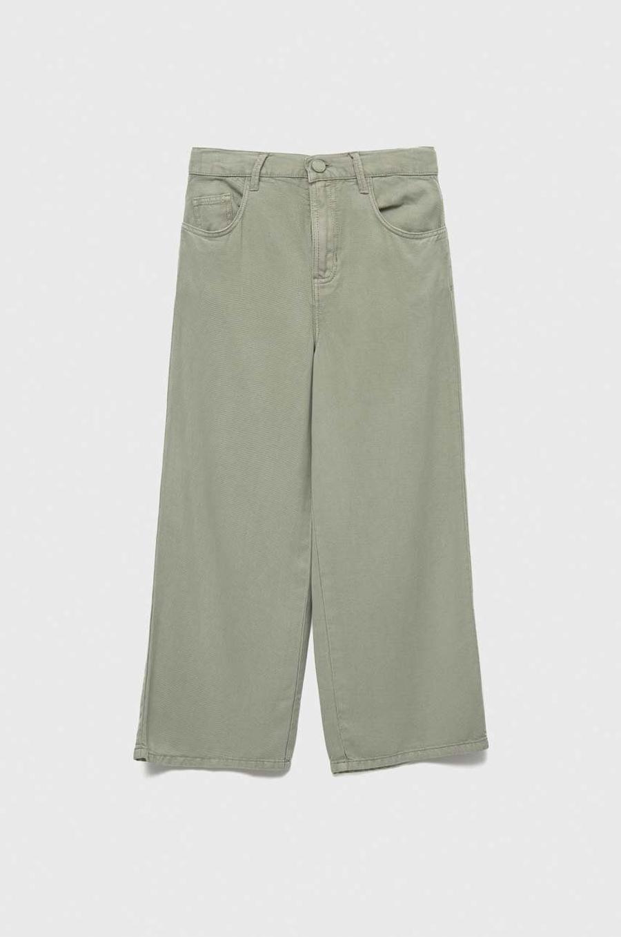 Dětské kalhoty Guess zelená barva, hladké