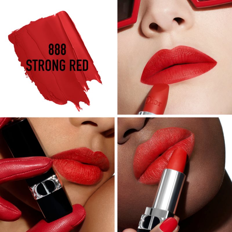 DIOR Rouge Dior dlouhotrvající rtěnka plnitelná odstín 888 Strong Red Matte 3,5 g