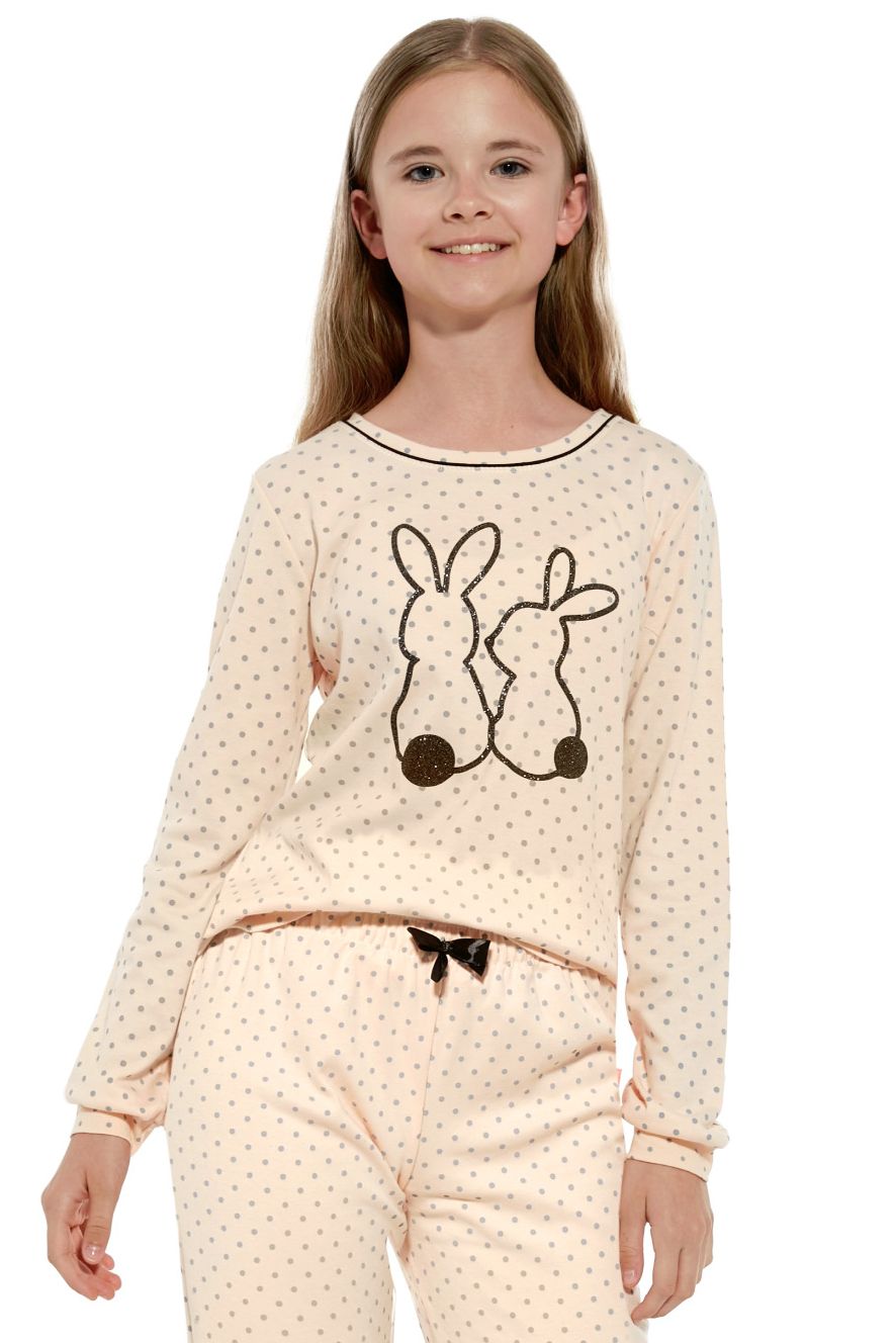 Dívčí pyžamo Cornette 151 Rabbits Světle oranžová 134-140