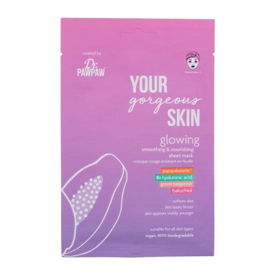 Dr. PAWPAW Your Gorgeous Skin Glowing Sheet Mask 25 ml pleťová maska pro ženy na rozjasnění pleti; výživa a regenerace pleti; na dehydratovanou pleť