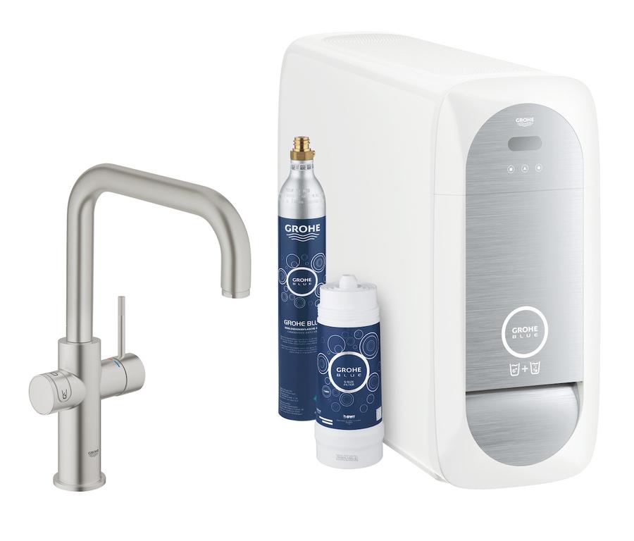 Dřezová baterie Grohe Blue Home s výpustí supersteel 31456DC1