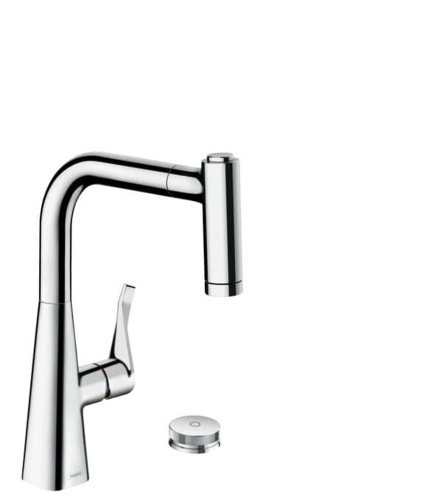 Dřezová baterie Hansgrohe Metris s vytahovací sprškou, 2 proudy chrom 73805000