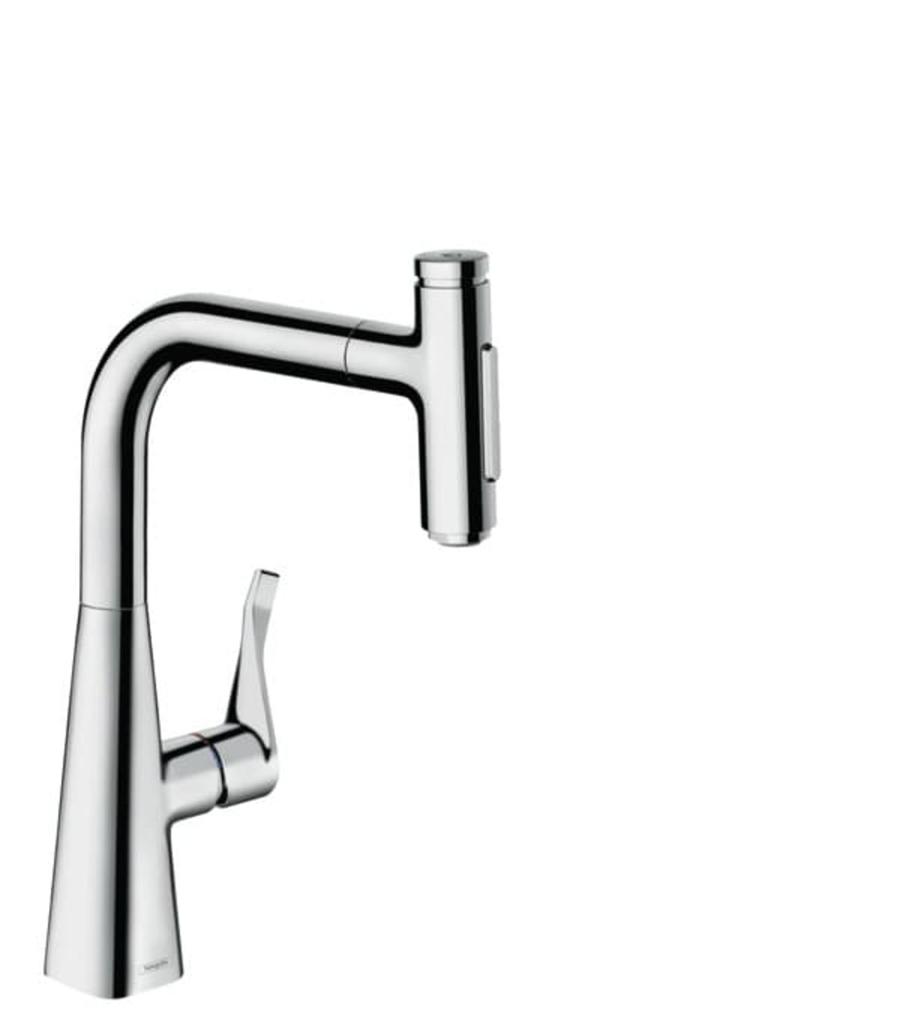 Dřezová baterie Hansgrohe Metris s vytahovací sprškou, 2 proudy chrom 73822000