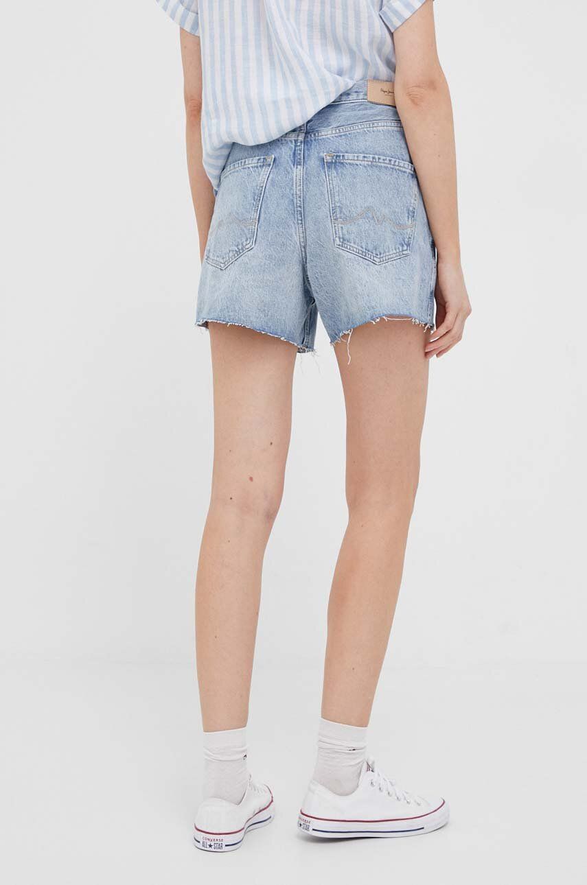 Džínové šortky Pepe Jeans RACHEL dámské, hladké, high waist