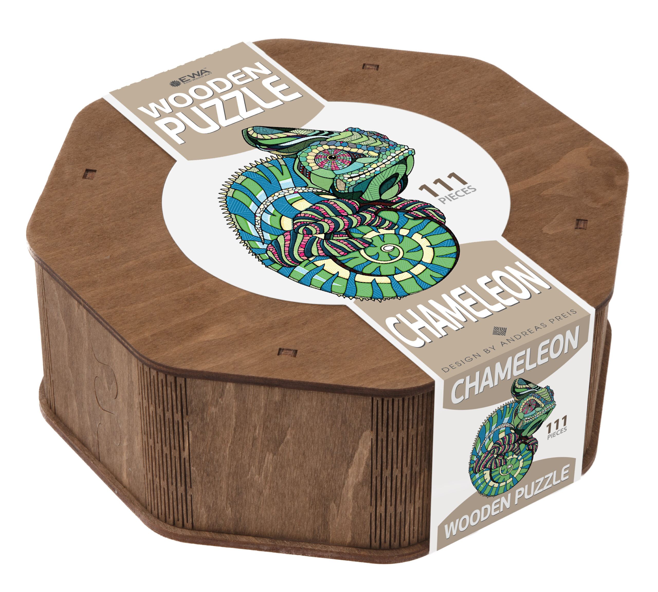 Eco-wood-art - dřevěné puzzle Chameleon