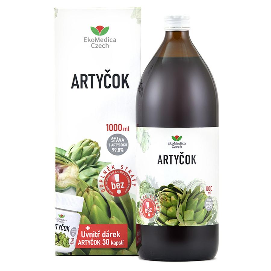 EKOMEDICA Artyčok 1000 ml + DÁREK Artyčok 30 kapslí