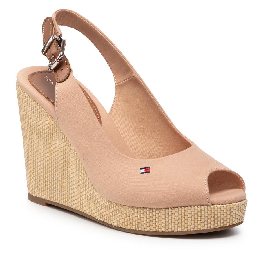 Espadrilky TOMMY HILFIGER - Iconic Elena Sling Back Wedge FW0FW04789 Sandrift ABR