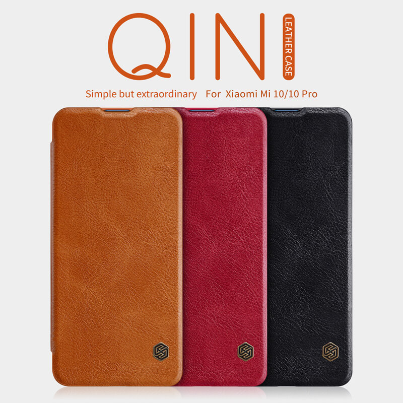 Flipové pouzdro Nillkin Qin Book pro Xiaomi Mi 10/10 Pro, červená